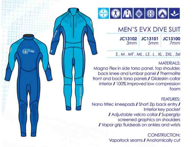 Ocean Futures Society, Body Glove Men's Size Large 7mm Wetsuit