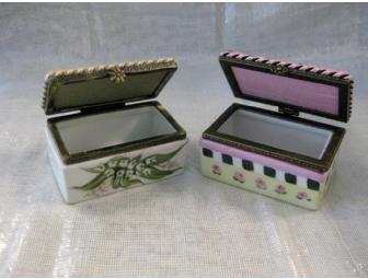 Two trinket boxes with hand-stitched lid