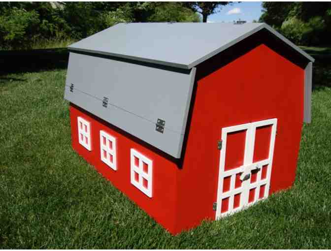 Handcrafted and Hand Painted Barn Toybox with toy tractors