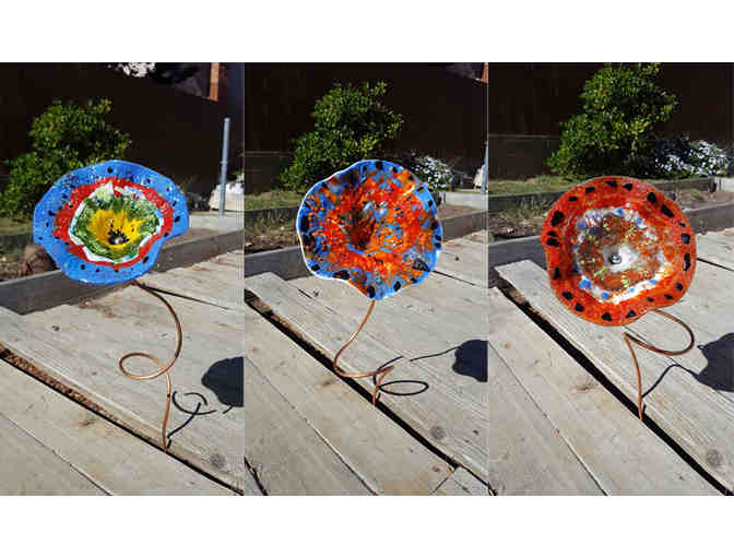 K - Fourth and Fifth Grade Art Project: Three Whimsical Fused Glass Flowers  #1