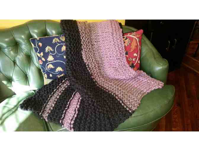 Handmade knitted throw blanket