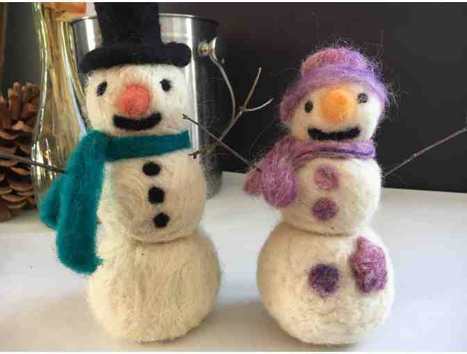 2 Needle Felted Hand finished Snowman by OMS Art Students