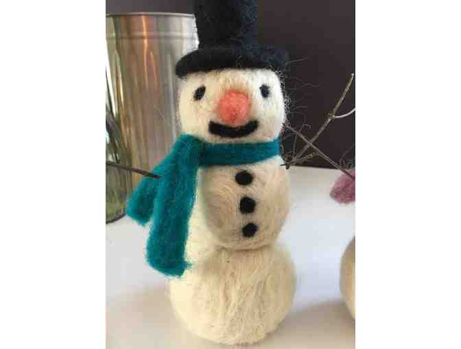 2 Needle Felted Hand finished Snowman by OMS Art Students
