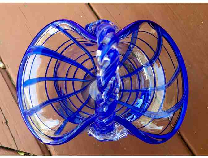 Hand-Made, Blue & Clear Glass Basket