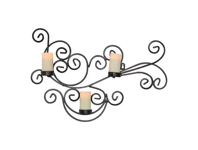 2 Bronze Scroll Candle Holder with Flameless Candles