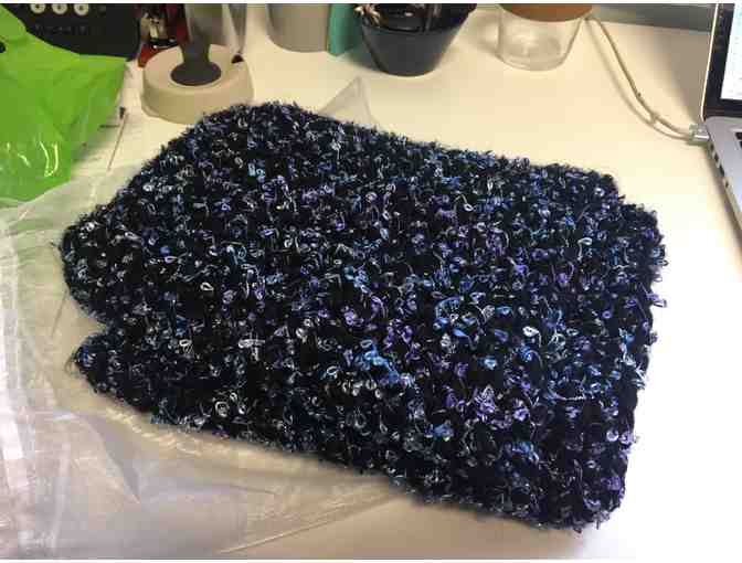 Custom Dark Blue Hand-Crocheted Infinity Scarf