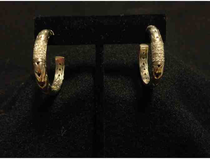 David Yurman 18K White Gold and Pave Diamond Earrings
