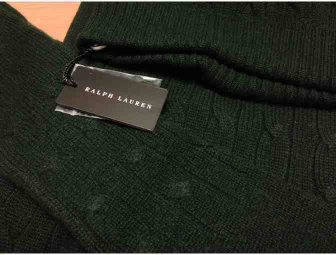 Ralph Lauren Black Label 100% Cashmere Cable Scarf, Gloves, and Beanie in Hunter Green