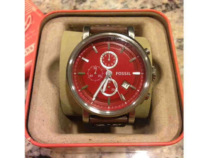 Men's Fossil Chronograph Leather and Stainless Steel Watch