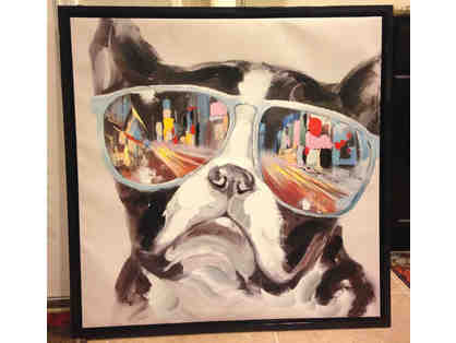 "A Dog's City View" Painting, 32" x 32"