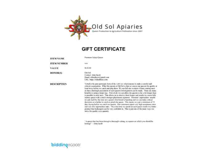 Old Sol Queen - Premium Select - 2 Each