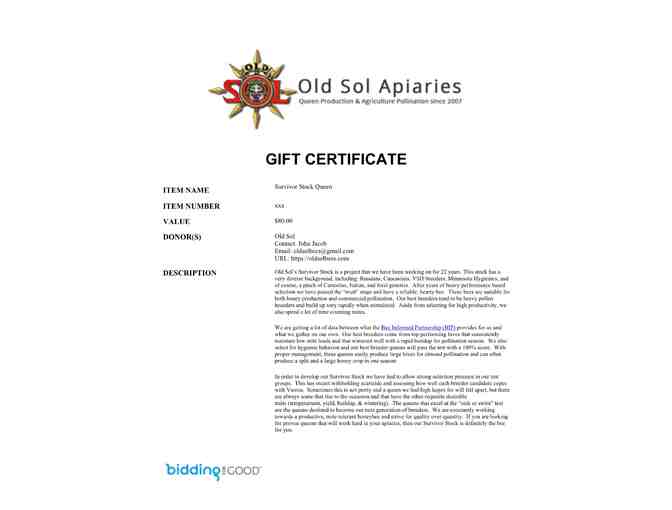 Old Sol Queens - Survivor Stock - 3 Each