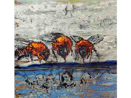Eucastic Painting - 3 Bees Feeding / Reflection