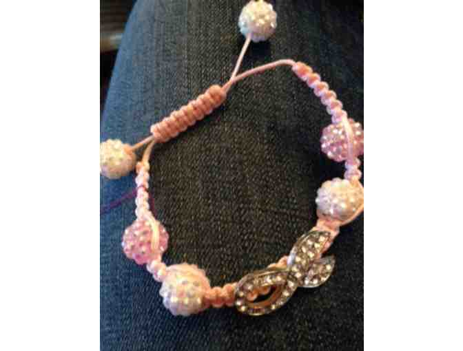 A handmade Breast Cancer Awareness Bracelet