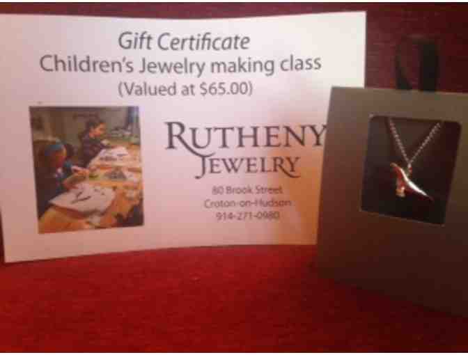 A Gift Certificate for a Children's Jewelry Making Class and Pewter Necklace