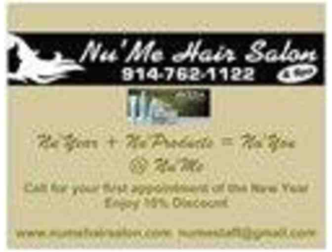 A gift certificate for either a cut/color OR highlights/blow-dry at Nu'Me Salon