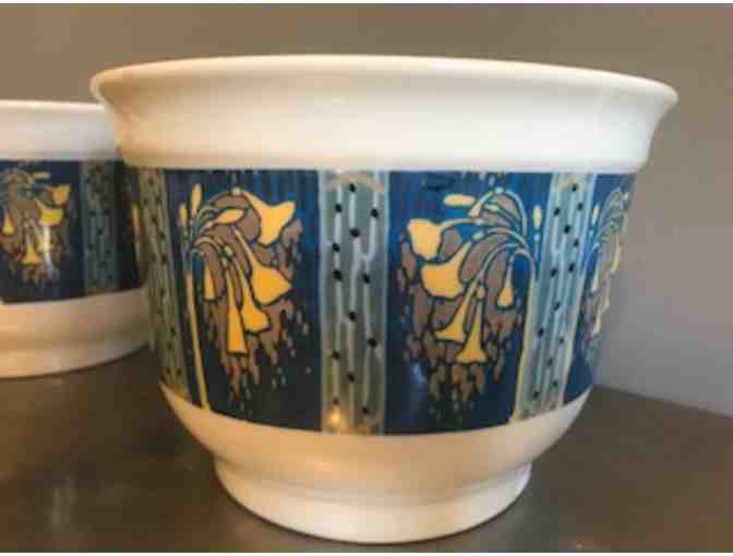 2 handmade Cache Flowerpots by Milestone Decal Art