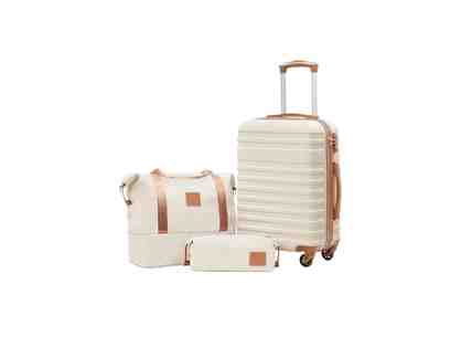 Coolife 3 Piece Luggage Set White