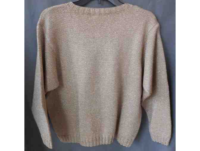 Sweater (hand-knit) in metallic gold fiber