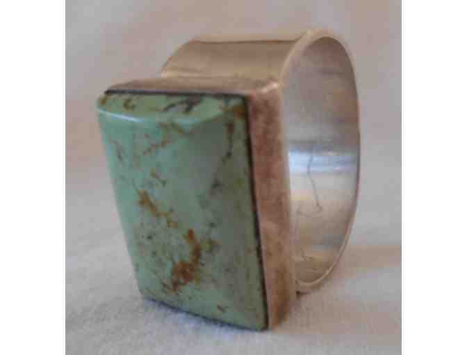 Ring - Light Green Turquoise in Sterling Setting.