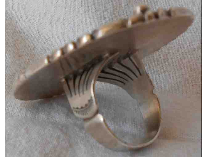 Ring - Native American Sterling with turquoise and animal claw decoration