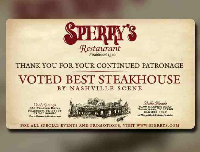 Sperry's Restaurant - $75 Gift Certificate