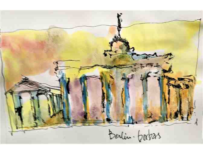 Berlin Brandenburg Gate Sketch with Water Color Wash - Photo 1