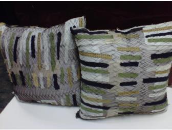 Set of 2 Asian textile collage pillows