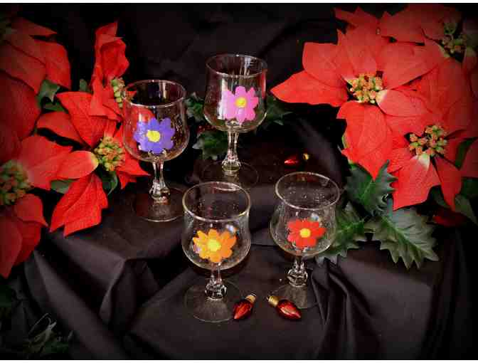 Floral Flutes . . . Hand-Painted Wine Glasses
