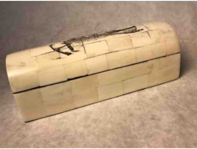 Hand Carved Scrimshaw on Bone Box