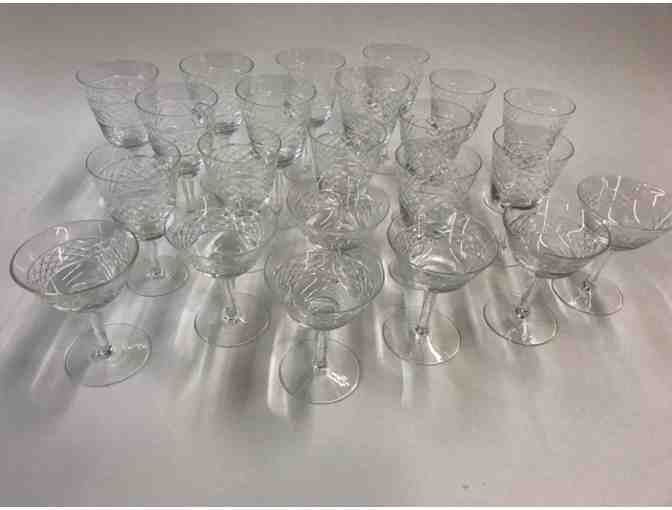 22 pieces clear glass stemware