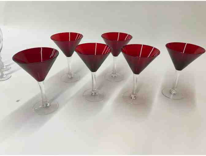 6 Red Cocktail Glasses / Brand New!