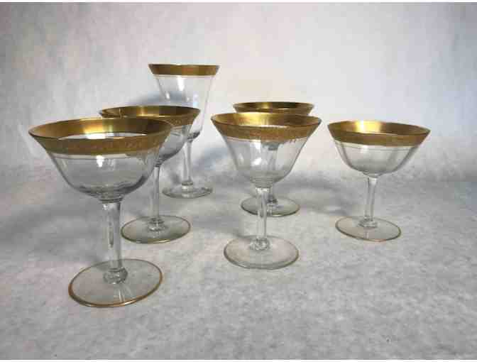 Gold Rimmed Crystal Stemware, 6 Pieces