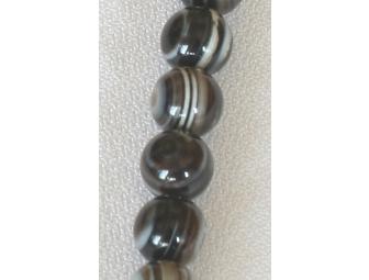Striped onyx beads on sterling silver
