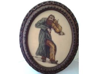 Vintage Genuine Artini Engraved Hand Painted Man & Fiddle Signed Maurleon