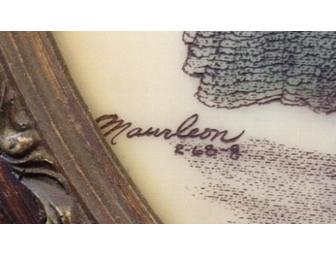Vintage Genuine Artini Engraved Hand Painted Man & Fiddle Signed Maurleon