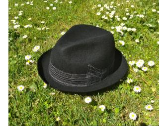Wool Felt Stitch Bow Fedora, Black, SF Hat Company