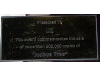 U2 Bono plus Joshua Tree Gold Record Display non-Riaa LP cd