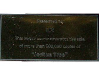 U2 Bono plus Joshua Tree Gold Record Display non-Riaa LP cd
