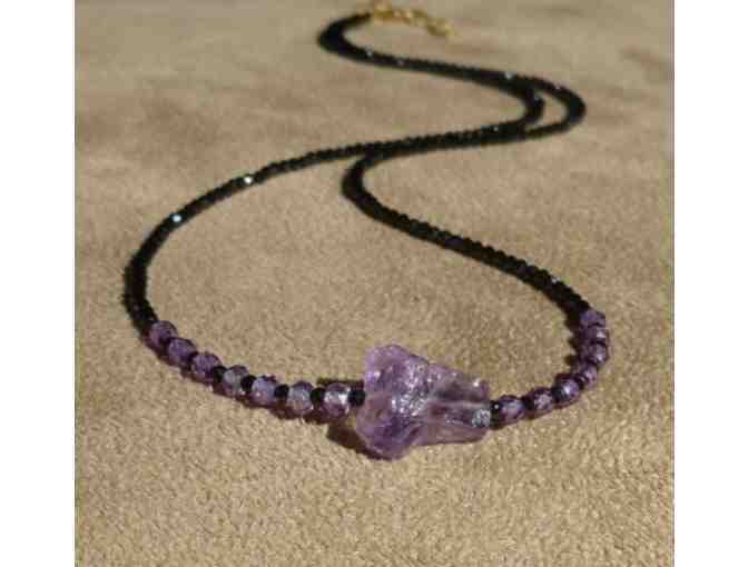 Amethyst Rough and Black Spinel necklace/Bracelet