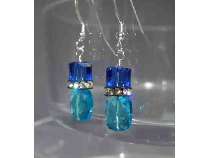 Blue Quartz with Swarovski Crystal Earrings