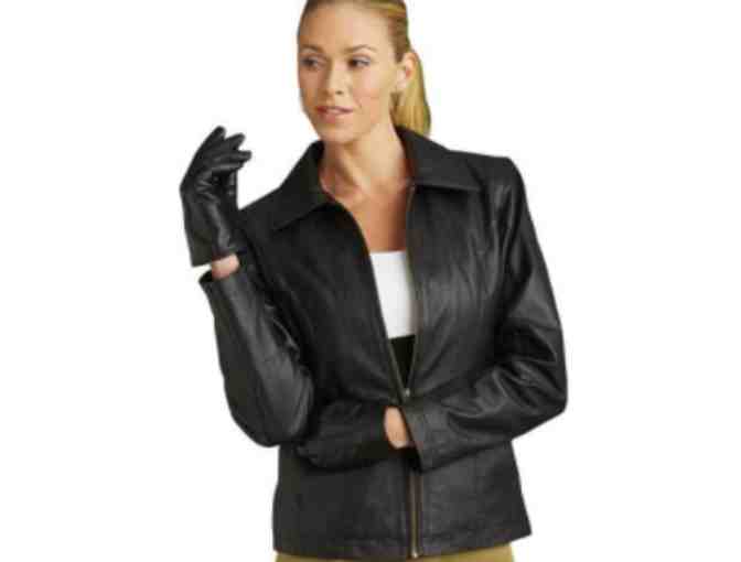Burks Bay Womens Leather Jacket - Black Size Med - Photo 1