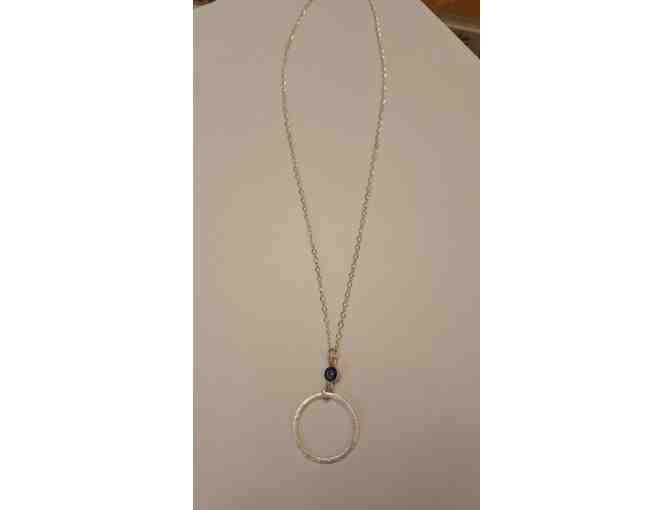 Necklace - 18' sterling silver & sapphire necklace