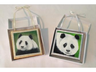 Miniature Panda Portrait Ornament Set