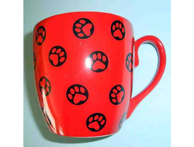 Oversized Red Mug with Paw Print Design