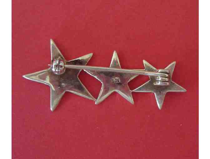 Vintage Marcasite 3-Star Pin -- Sterling Silver