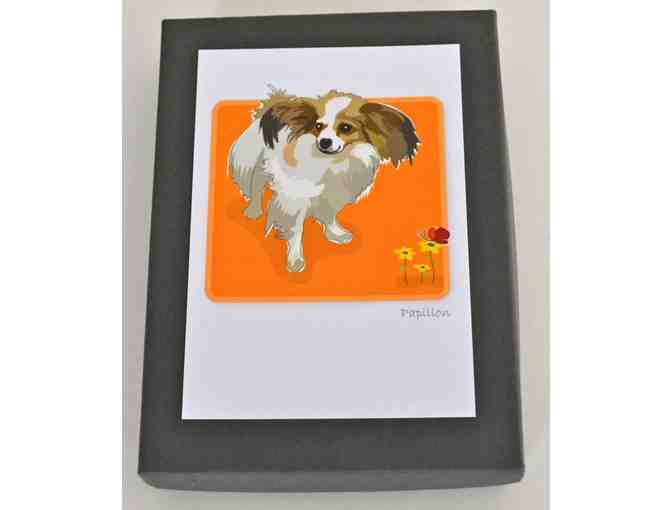 Papillon Boxed Note Cards--Brown & White
