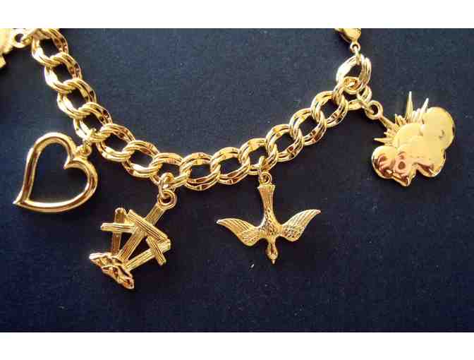 Gold Plated 'His Bless'd Assurance Story' Charm Bracelet