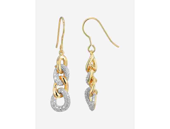 Lovely 18k Gold Plate & Diamond Accent Chain Link Earrings