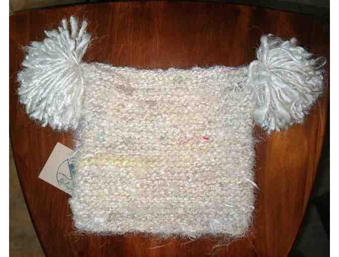 Silk 'Snowball Hat'-- Hand Knit